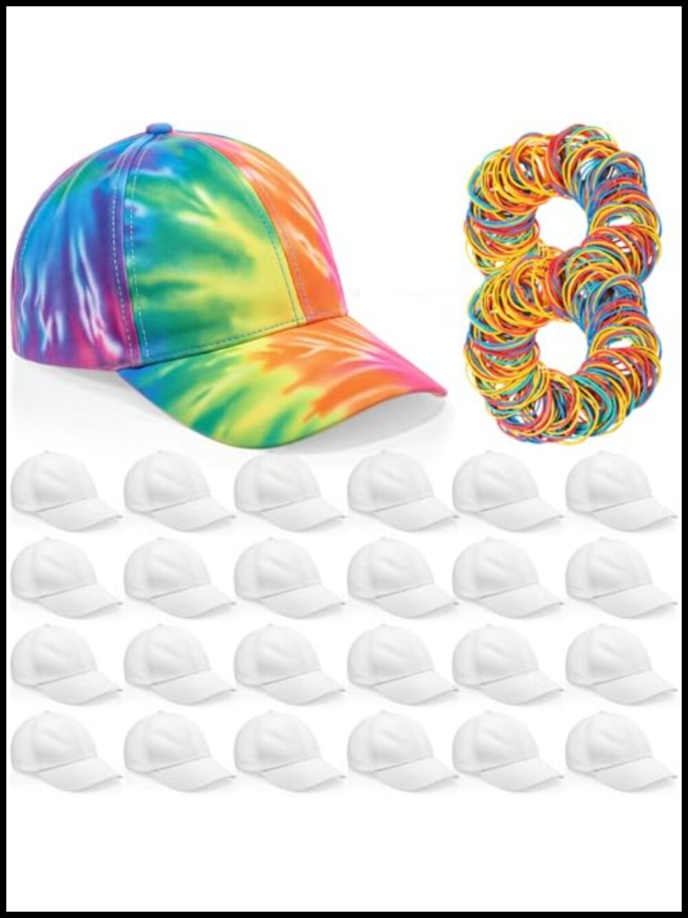 Blank Baseball Cap 24 Pack Adjustable Tie Dye DIY Polyester Twill